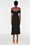 Black Midi Carmen Collar Dress Twoss22El2388 - 5