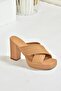 Skin Cross Banded Thick Heeled Women's Slippers M282061009 - 8