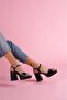 Fell Black Skin Satin Platform Heeled Casual Shoes - 3