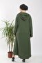 Women's Large Size Button Detailed Hooded Ayrobin Sports Ferace - Khaki - 5