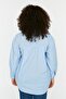 Mavi Loose Fit Pamuklu Uzun Kol Büyük Beden Dokuma Gömlek TBBSS22GO0323 - 7