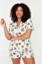 Light Blue Avocado Patterned Shirt Collar Knitted Pajamas Set Tbbss22Pt0707