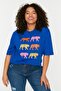 Blue Printed 100% Cotton Knitted T-Shirt Tbbss22Ts2095