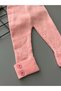 Powder Color High Waist Button Detailed Unisex Knitwear Ribbed Flexible Tights - Ages 3 Months to 6 Years - 2