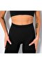 Ribbed Leggings High Waist Seamless Durable Black Knitted Leggings - 2