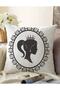 Black and White Women's Illustrated Double Sided Digital Raschel Knitted Pillow Throw Pillow Cover