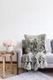 Double Sided Black and White Decorative Raschel Knitted Throw Pillow Cover with King and Queen Motif on the Floor - 2