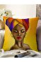 Double Sided Ethnic African Women's Motif Modern Raschel Knitted Pillow Throw Pillow Cover