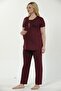 Women's Claret Red Plus Size Maternity and Maternity Pajamas Set - 2