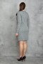 Women's Large Size Gray Plaid Patterned Waist Detailed Wraped Lined Dress 65N37446 - 5