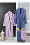 Şilay Lilac Navy Blue Toweled Bathrobe Set of 4