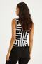Women's Ecru-Black Half Turtleneck Sleeveless Short Blouse LPP1200 - 4
