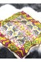 Yellow & Green & Fuchsia Colored Geometric Patterned Silk Satin Scarf - 2