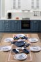 Blue Magic Leaf Patterned 15 Piece Breakfast Set for 6 People - 2