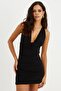 Women's Black Backless Gathered Mini Dress B1739 - 2