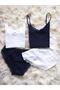 Women's Navy Blue and White Thread Strap Athlete Panties Set 6303 2 Pieces - 2