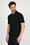 Men's Basic Polo Neck Plain Comfort Black T-Shirt - 6