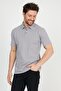 Men's Basic Polo Neck Plain Comfort Gray T-Shirt - 5