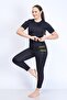 Black Women's Thermal Suit Zippered Top and Tights Set - 3