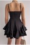 Adjustable Thin Strap Skirt with Floor Detail Black Evening Dress & Black Graduation Dress 102 - 3