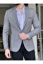 Slim Fit High Quality Pointed Collar Bag Pocket Gray Jacket - 4