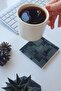 Glass Coaster| Set of 4 Black Cubes| 10cm X 10cm - 4