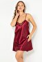 Women's Flame Red (burgundy) Laced Satin Nightgown