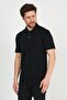 Men's Basic Polo Neck Plain Comfort Black T-Shirt