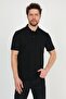 Men's Basic Polo Neck Plain Comfort Black T-Shirt - 5