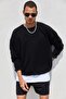 Black Unisex Oversize Loose Cut Basic Sweatshirt - 2