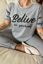 Believe Printed Short Sleeve Women's Pajama Set - 4