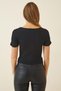 Women's Square Neck Crop Corduroy Knitted Blouse - 2