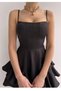 Adjustable Thin Strap Skirt with Floor Detail Black Evening Dress & Black Graduation Dress 102 - 2