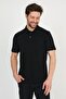 Men's Basic Polo Neck Plain Comfort Black T-Shirt - 4
