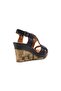 4025 Black Leather Wedge Heel Women's Sandals - 8