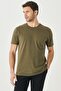 Men's Khaki Slim Fit Narrow Cut 100% Cotton Crew Neck Pocket T-Shirt - 2
