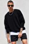 Black Unisex Oversize Loose Cut Basic Sweatshirt - 5