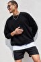 Black Unisex Oversize Loose Cut Basic Sweatshirt - 6