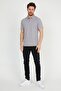 Men's Basic Polo Neck Plain Comfort Gray T-Shirt - 3