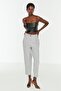 Gray Carrot High-Waisted Polyviscose Woven Fabric Pants TWOSS22PL0280 - 2
