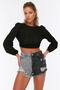 Denim Color Blocked Denim Beach Shorts TBESS22SR0391