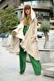 Striped Design Witch Hooded Pompom Detail Kaftan Cap