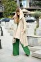 Striped Design Witch Hooded Pompom Detail Kaftan Cap - 2
