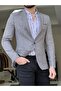Slim Fit High Quality Pointed Collar Bag Pocket Gray Jacket