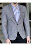 Slim Fit High Quality Pointed Collar Bag Pocket Gray Jacket - 8