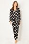 Polka Dot Natural Viscose Soft Buttoned Pajama Set New Season (1 Piece Economical) - 2