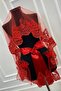 Red Elegant Pattern Sparkling Guipure Bridal Veil Set - 4