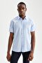 Regular Fit Polo Neck Short Sleeve Cotton Shirt - 4