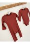Red Brown Corded Modal Long Jumpsuit - 2