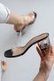 Beige Slippers with Transparent Tape Detail Buckle Heels Women's Casual Shoes Black and White Sandals - 3